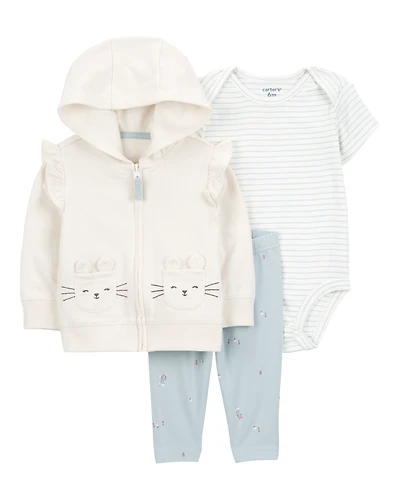 Baby 3-Piece Cardigan, Bodysuit & Pants Set