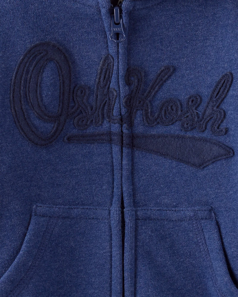 Baby Boy Fleece Hooded Zip-Up Jacket - Blue