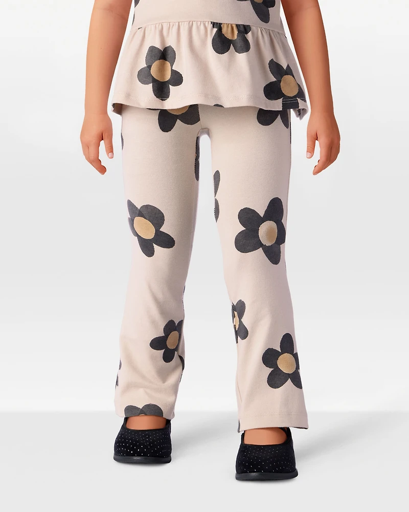 Toddler Girl Floral Cotton Flare Leggings - Pink