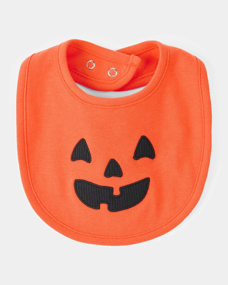 Baby Halloween Jack-O-Lantern Pumpkin Bib - Orange