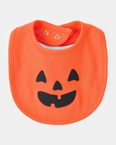 Baby Halloween Jack-O-Lantern Pumpkin Bib - Orange
