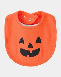 Baby Halloween Jack-O-Lantern Pumpkin Bib - Orange