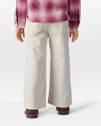 Toddler Embroidered Stretch Denim Wide Leg Jeans - Cream