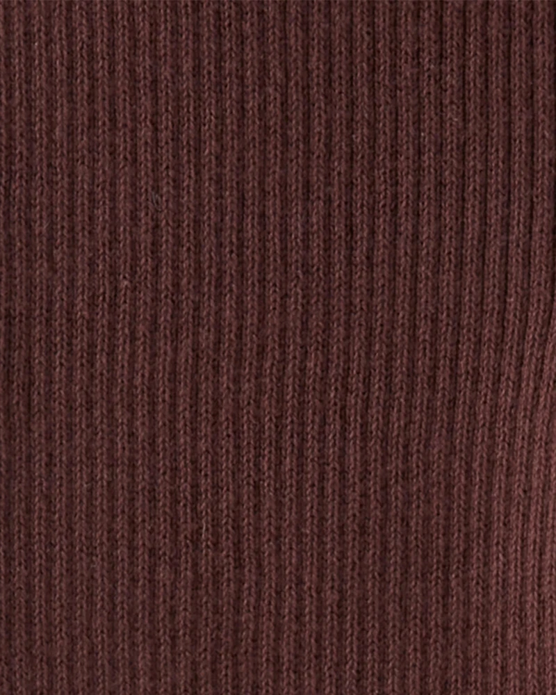 Toddler Organic Cotton Sweater Knit Rib Leggings in Deep Burgundy