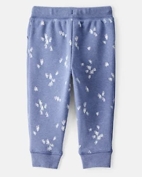 Baby Girl Heart Print Drawstring Joggers - Blue