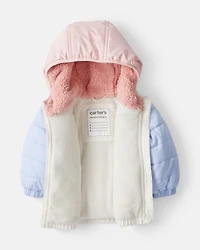 Baby Girl 2-Piece Color Block Hooded Snowsuit Jacket & Bib Set