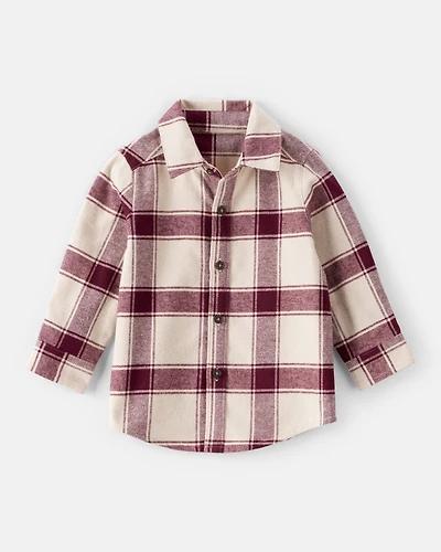 Baby Boy Plaid Button-Down Shirt - Maroon/Cream
