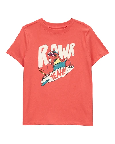 Boys Dinosaur Skateboard Graphic Tee - Orange