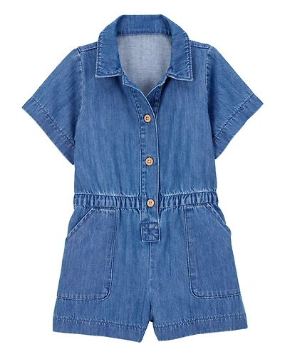 Toddler Iconic Denim Button-Down Romper - Blue
