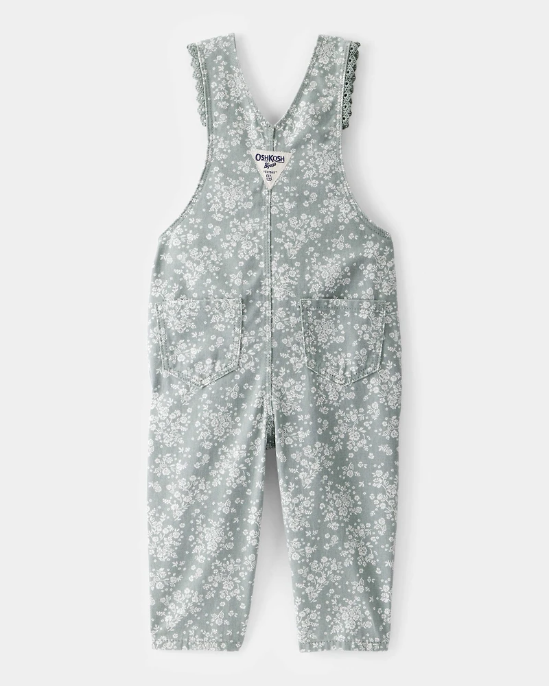 Baby Floral Print Overalls - Green