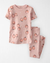 Toddler Organic Cotton Pajamas Peach Print