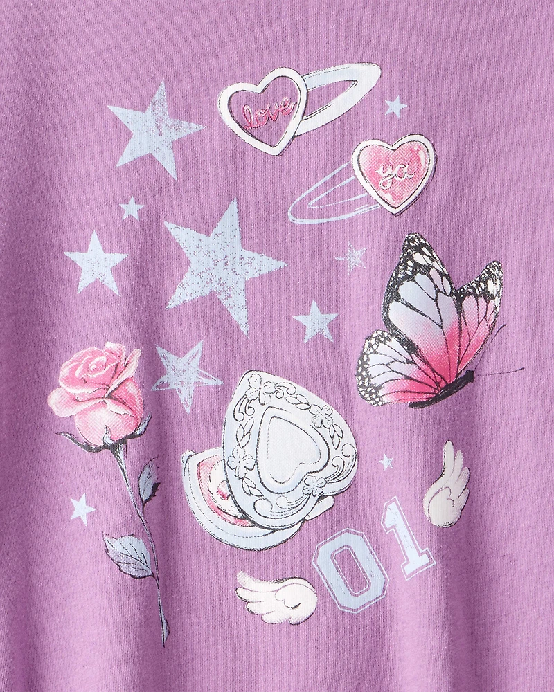 Girls Long-Sleeve Graphic Tee - Purple