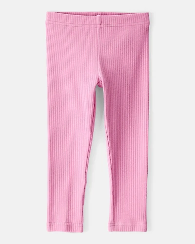 Toddler Girl Cotton Rib Pull-On Stretch Leggings - Purple