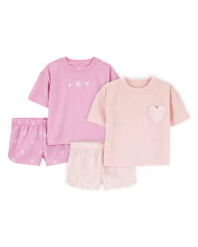 Toddler 4-Piece Loose Fit Pajamas - Pink/Purple