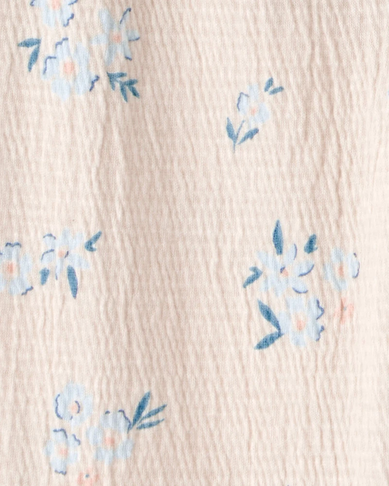 Baby 2-Piece Bodysuit & Floral Pant Set - Blue/Ivory