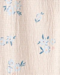 Baby 2-Piece Bodysuit & Floral Pant Set - Blue/Ivory