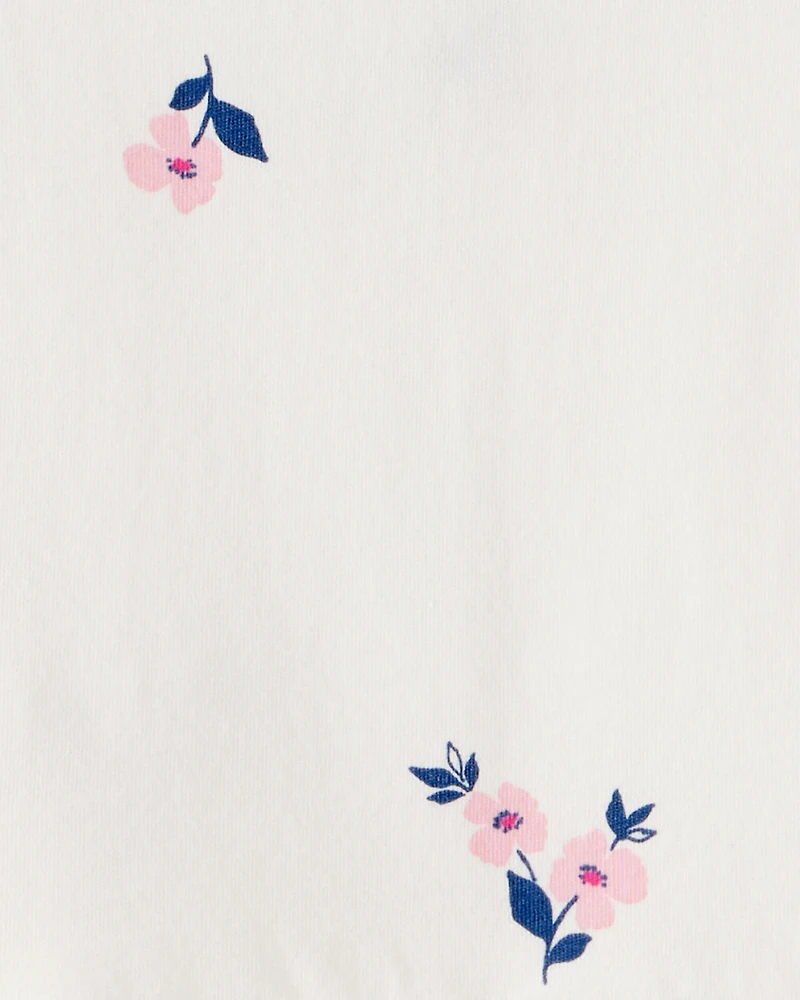 Girls Floral Long-Sleeve Peplum Top - Ivory