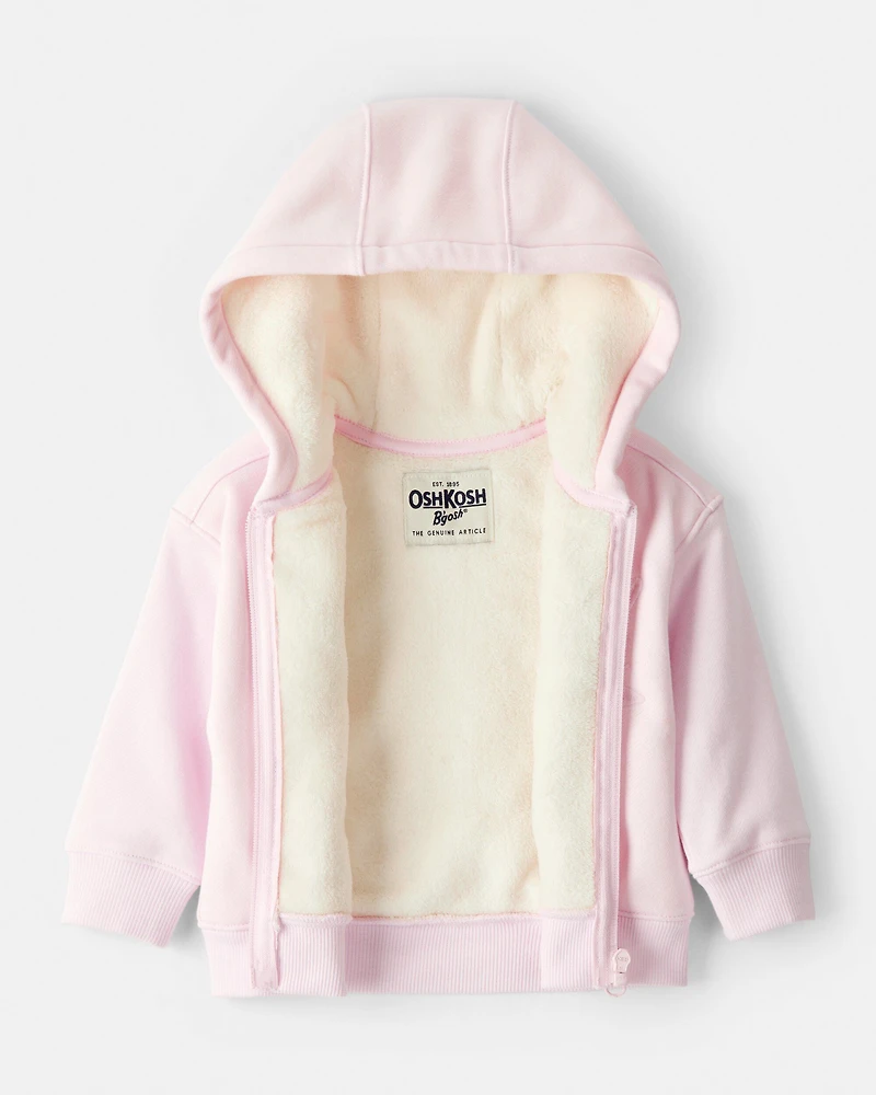Baby Girl Hooded Zip-Up Jacket - Pink