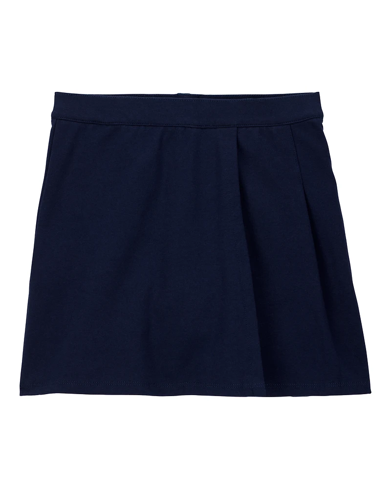 Kid Ponte Knit Uniform Skort - Navy