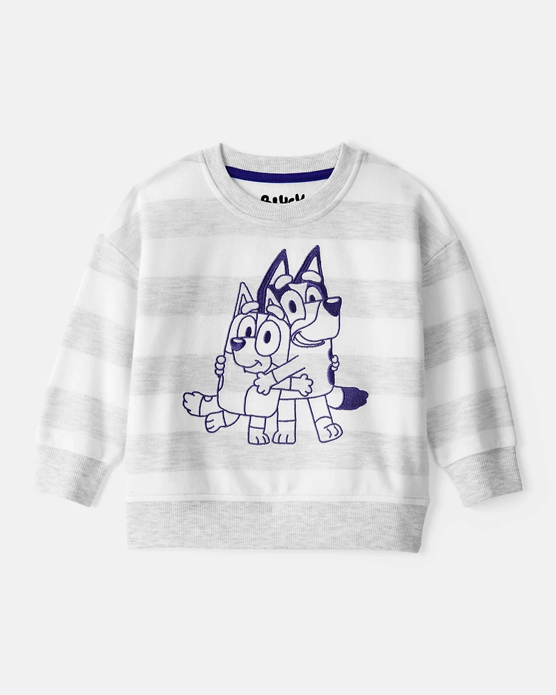 Baby Boy Bluey Striped French Terry Pullover - Grey