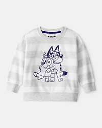 Baby Boy Bluey Striped French Terry Pullover - Grey