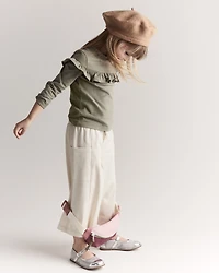 Toddler Girl Mock Neck Ruffle Top - Olive