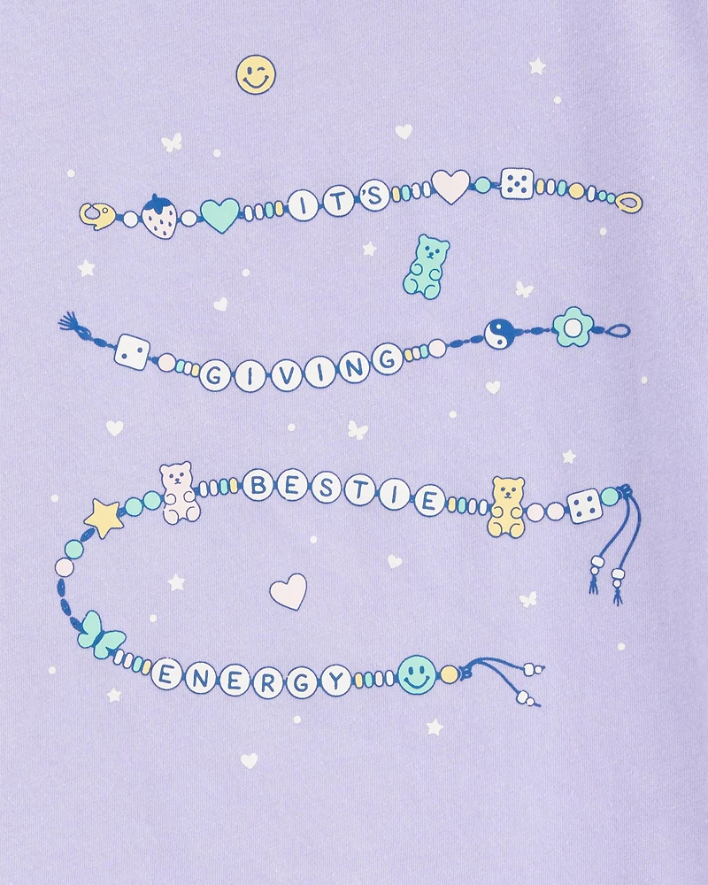 Girls Friendship Bracelet Short-Sleeve Graphic Tee - Blue