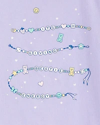 Girls Friendship Bracelet Short-Sleeve Graphic Tee - Blue