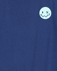 Boys Smiley Face Short-Sleeve Graphic Tee - Navy