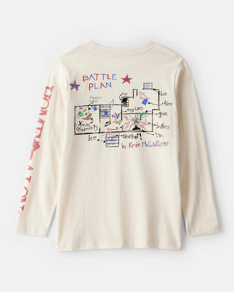 Boys Christmas Home Alone Long-Sleeve Graphic Tee - Cream
