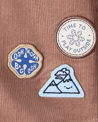 Baby Boy Camping Badges Corduroy Button-Down Shirt - Brown