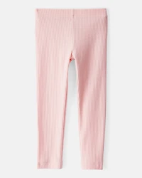 Toddler Girl Cotton Ribbed Stretch Leggings - Pink