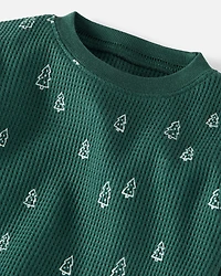 Toddler Christmas Tree Print Waffle Knit Pajamas Made with Organic Cotton