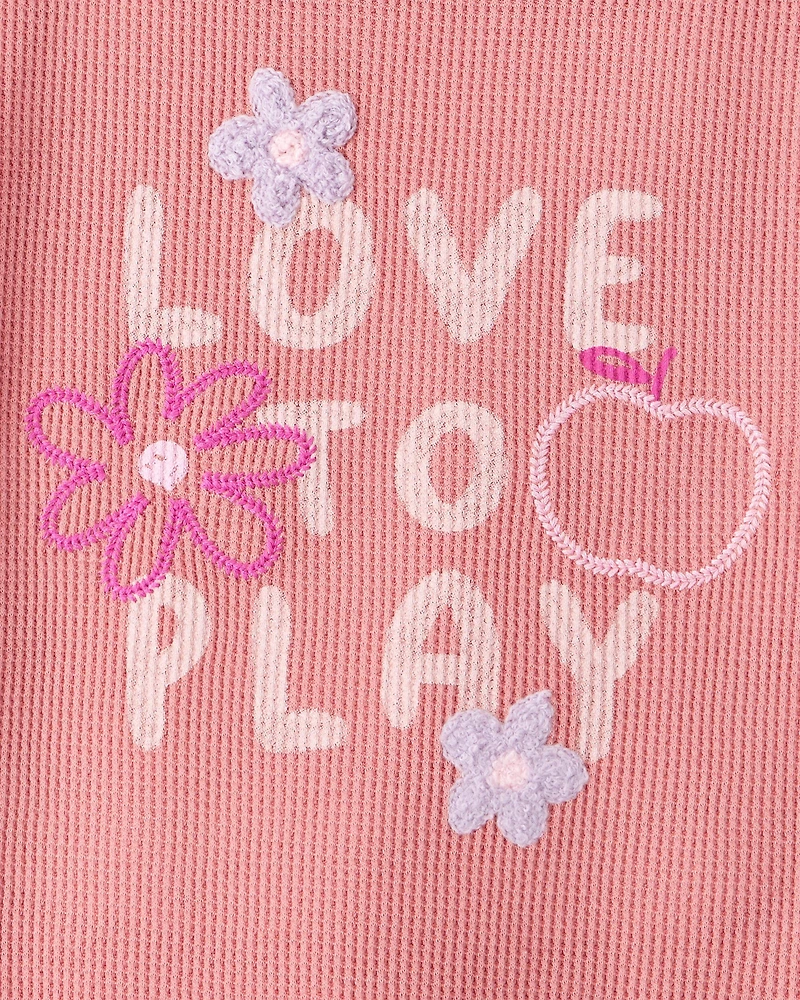 Baby Girl 2-Piece Love to Play Graphic Tee & Cargo Joggers Set - Ivory/Pink