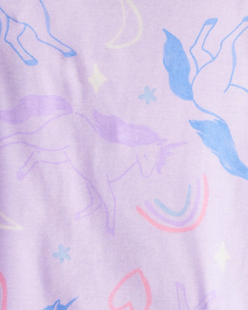 Toddler Unicorn Print Snug Fit Cotton 4-Piece Pajamas