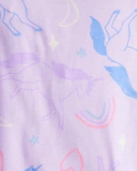 Toddler Unicorn Print Snug Fit Cotton 4-Piece Pajamas