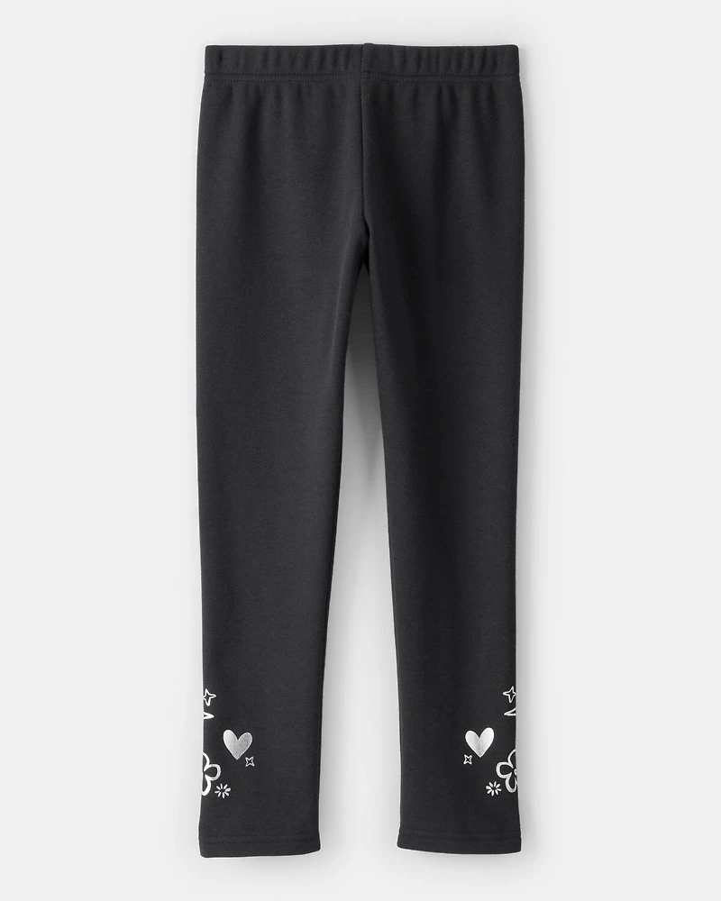 Girls Pull-On Stretch Cozy Leggings - Black