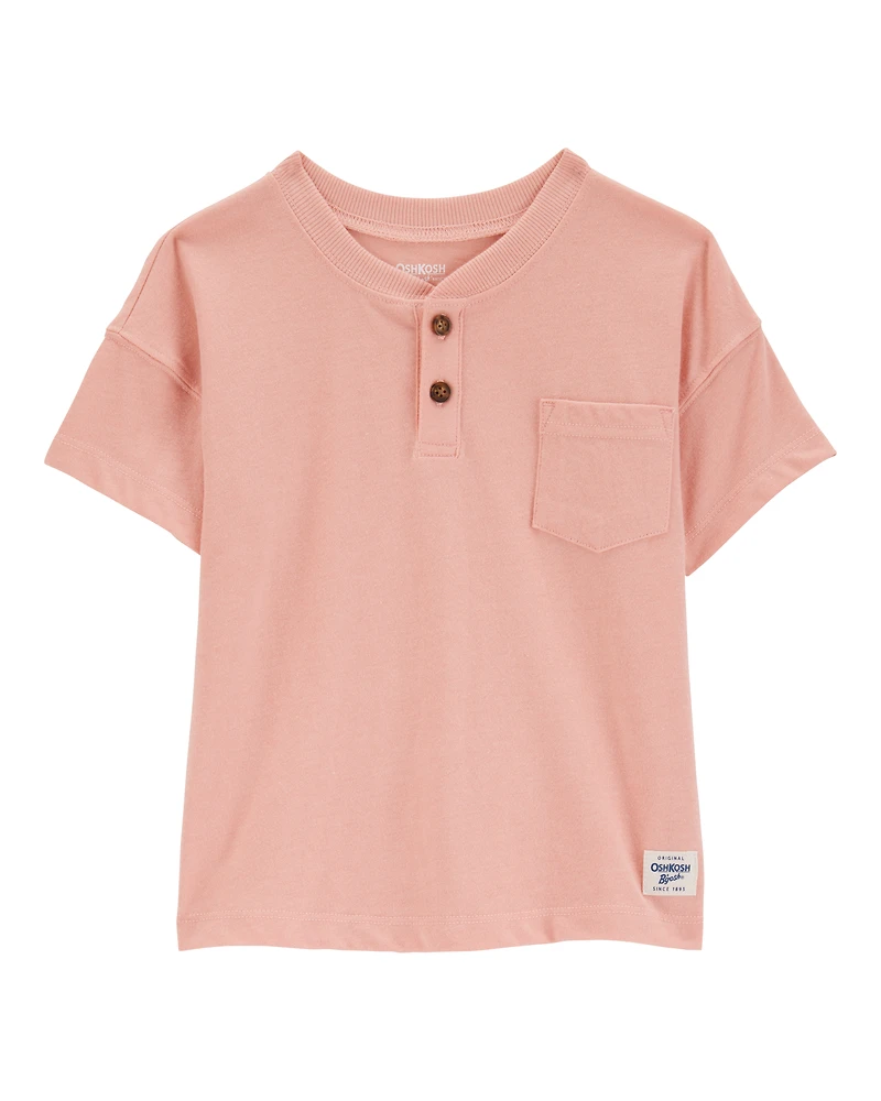 Baby Pocket Henley Tee - Coral