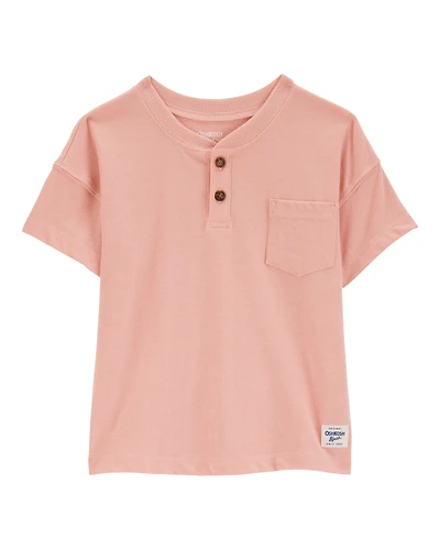 Baby Pocket Henley Tee - Coral