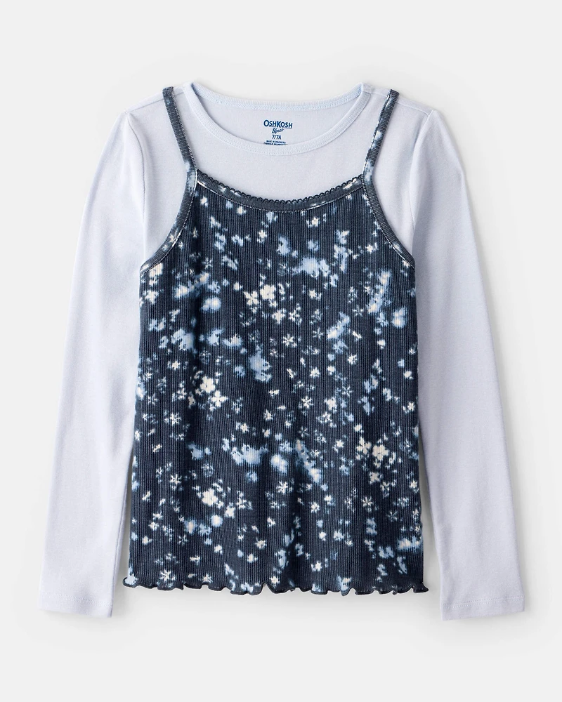 Girls  Long-Sleeve 2-Piece Floral Top Set - Blue