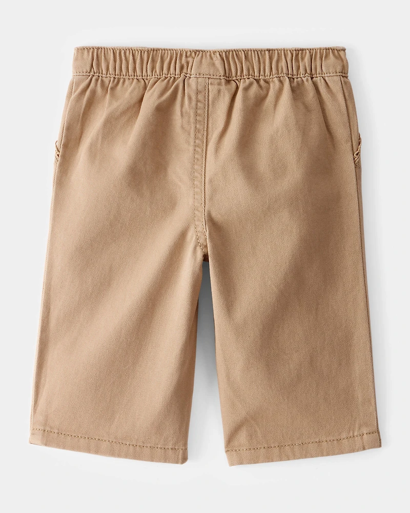 Baby Twill Bow-Tie Wide Leg Shorts - Taupe