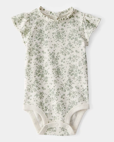 Baby Ribbed Floral Short-Sleeve Bodysuit