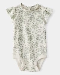 Baby Ribbed Floral Short-Sleeve Bodysuit