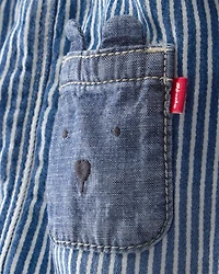 Baby Boy Bear Pocket Hickory Striped Pants - Blue