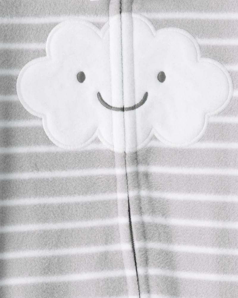 Baby Cloud Print Loose Fit Sleep & Play Pajamas - Grey