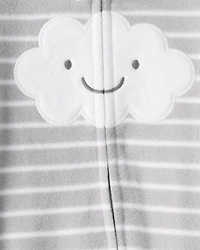 Baby Cloud Print Loose Fit Sleep & Play Pajamas - Grey