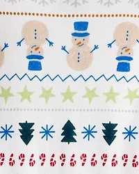 Baby Snowman Fair Isle 100% Cotton Long-Sleeve Snug Fit 2-Piece Pajamas - White