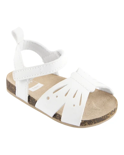 Baby Butterfly Faux Cork Sandals - White