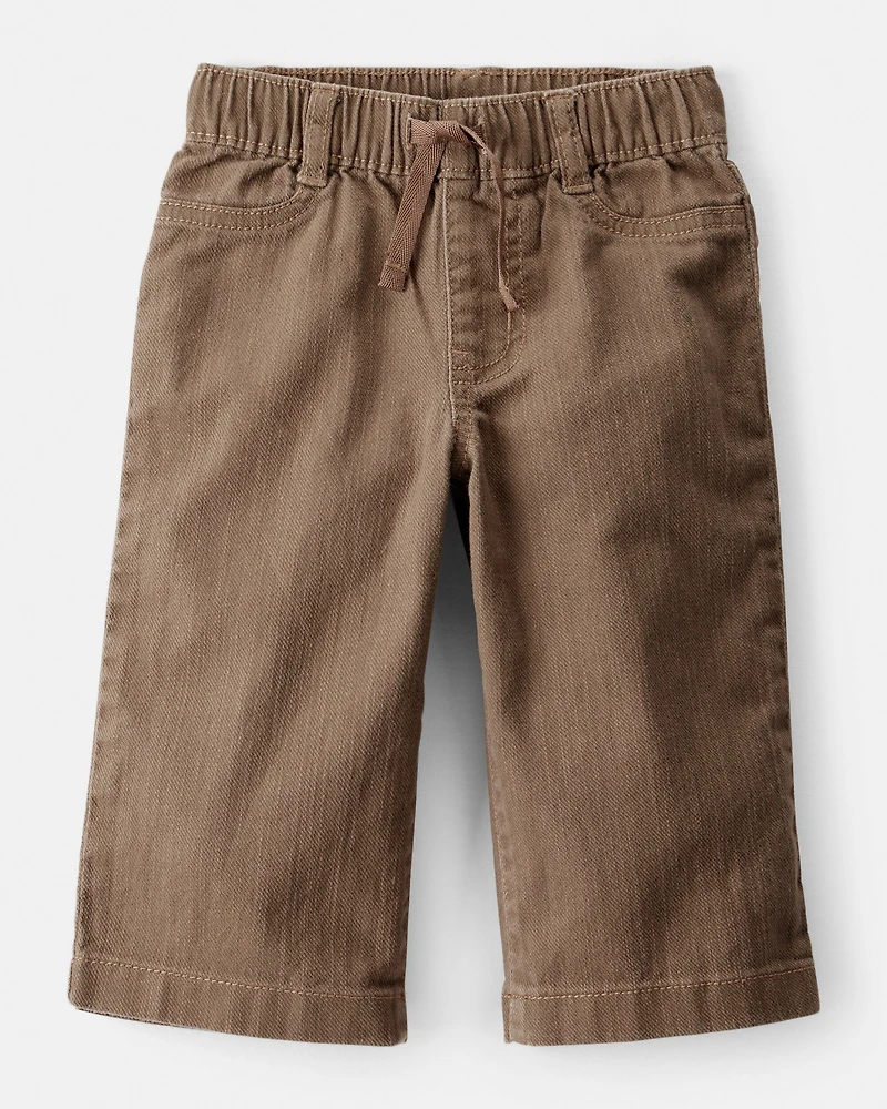Baby Girl Drawstring Wide-Leg Pants - Brown