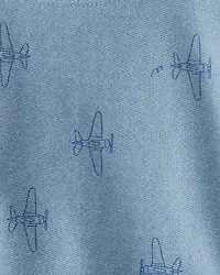 Toddler Boy Airplane French Terry Long-Sleeve Tee & Pant Set - Blue
